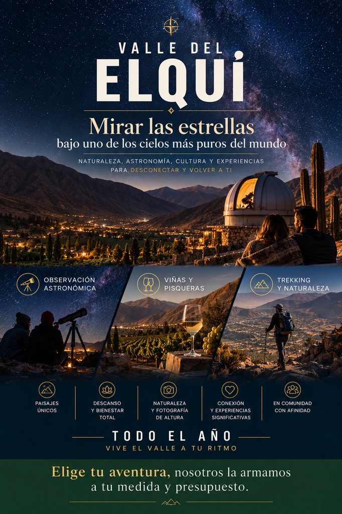 Experiencias en Valle del Elqui con observación astronómica, viñas y pisqueras, trekking y naturaleza durante todo el año.